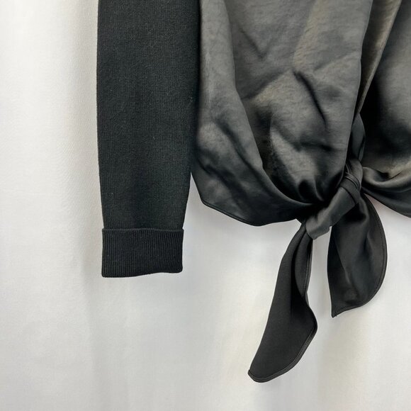 Cabi Womens Black Ribbed Long Sleeve Round Neck Crosstie Pullover Sweater XS - Picture 7 of 10